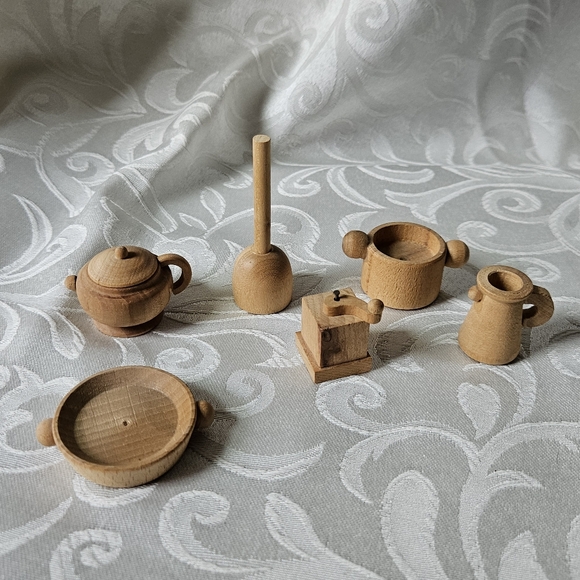 Vintage Wooden Cooking Set For Dolls - Picture 4 of 12